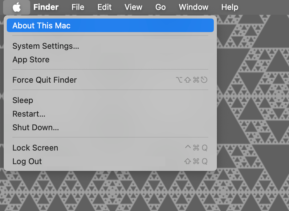 "Finding the About This Mac menu item"!